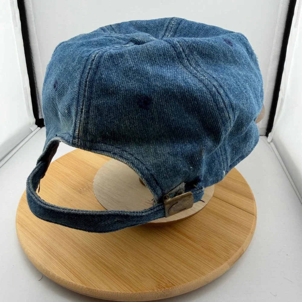 Vintage Remington Arms Technical Center Denim Hat Brown Faux Leather Brim Cap